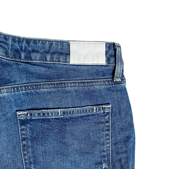 Paige Noella Destructed Straight Crop Jeans 29 Distressed Raw Hem Denim - Picture 9 of 14